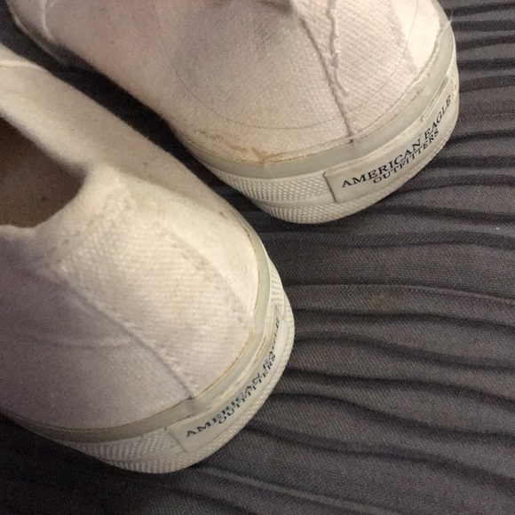 American Eagle white sneaker slides 6 canvas beach coastal slip on flats - Picture 3 of 6